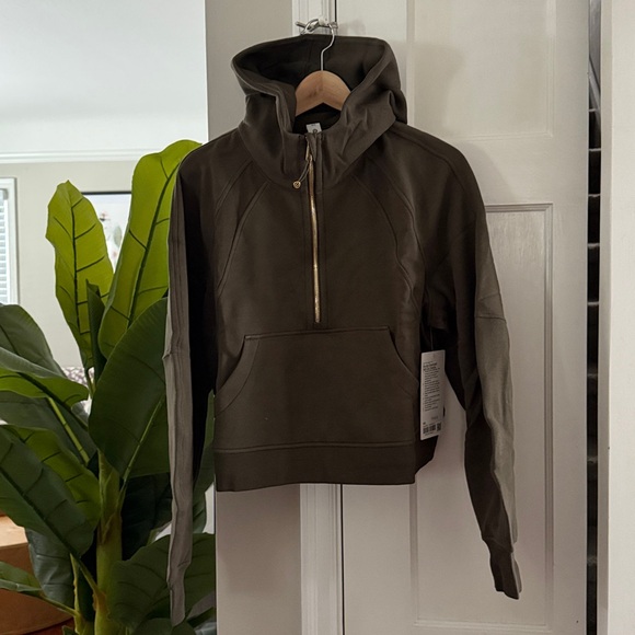 lululemon athletica Tops - NWT LULULEMON SCUBA OVERSIZED HALF-ZIP HOODIE Olive Brown/Gold  M/L